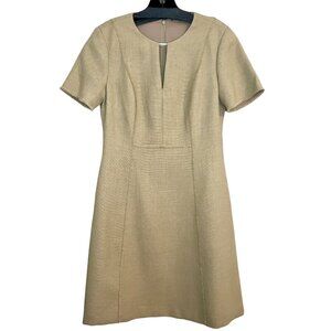 ELIE TAHARI Women's Ariel Dress Keyhole Short Sleeve Camel Dress 6 NWT!